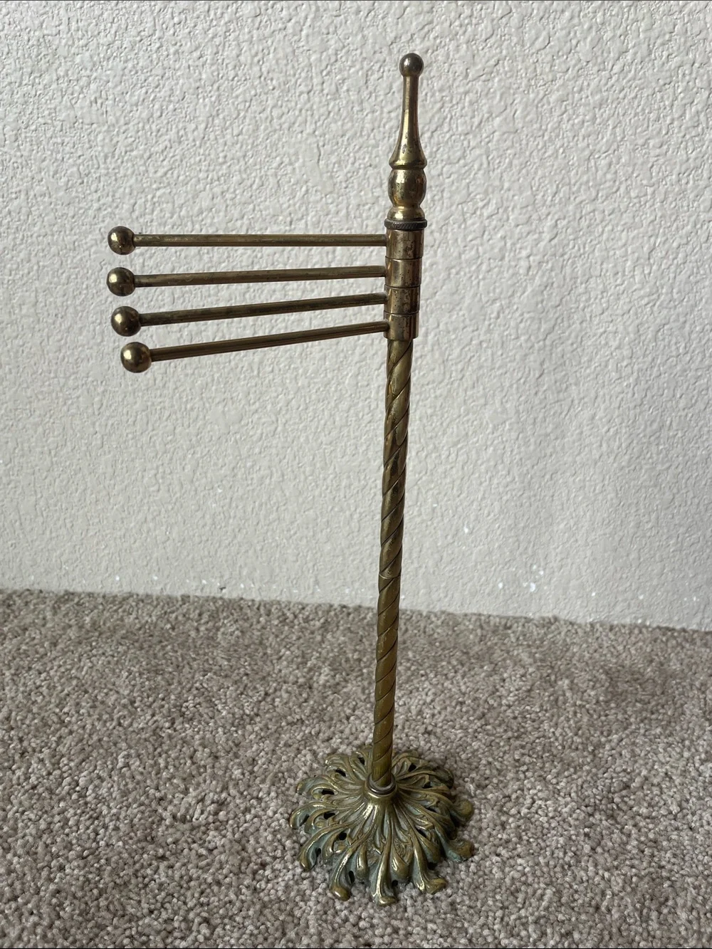 Vintage Brass Jewelry Stand with Swivel Arms Gold 13” 1970s Glo-Mar Art Work Inc
